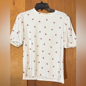 White Floral Print Top